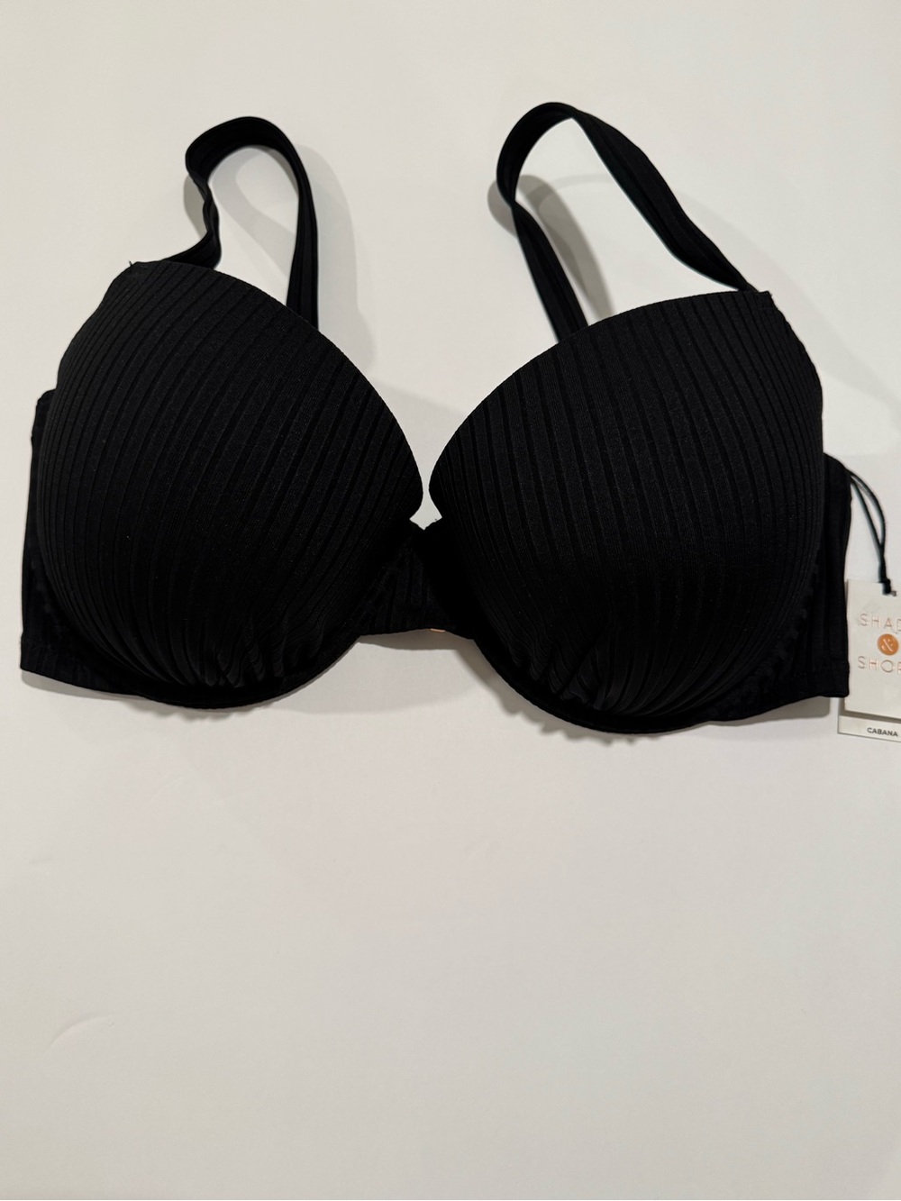 Black Stripe Pleated Swim Top